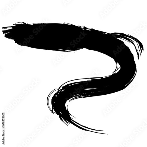 和風素材　筆で描かれたダイナミックな線のイラストセット　ベクター