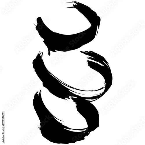 和風素材　筆で描かれたダイナミックな線のイラストセット　ベクター