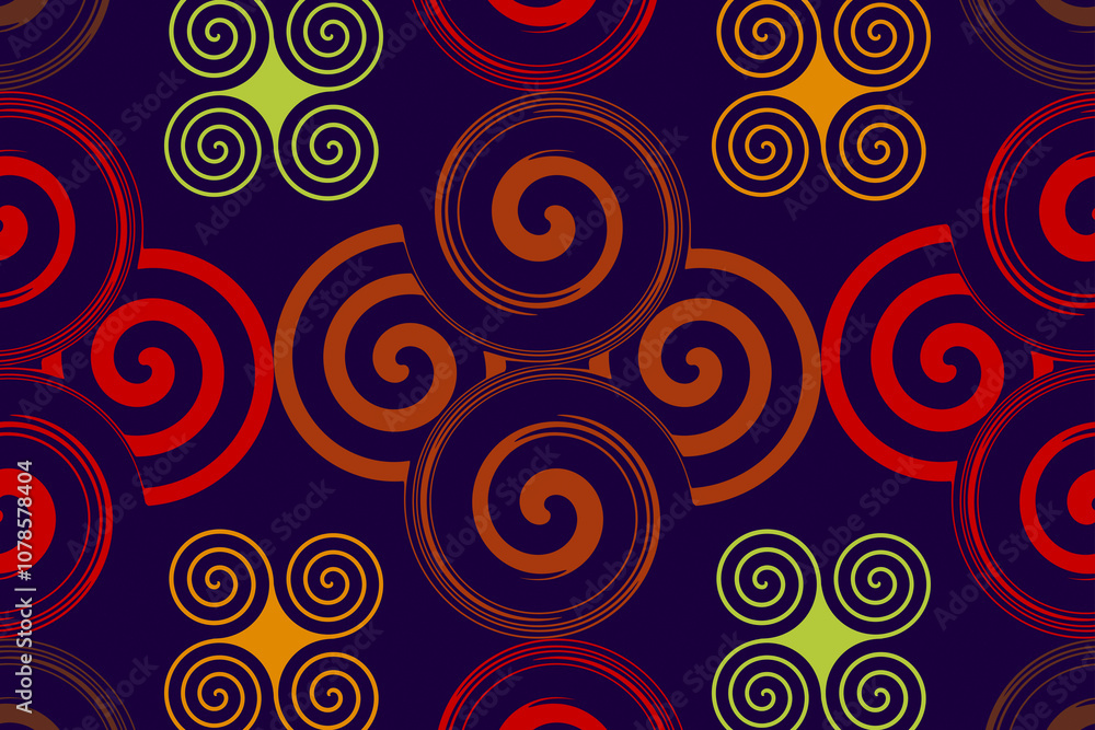 Intricate swirls in vibrant colors create a mesmerizing pattern on a dark backdrop Intricate swirls in vibrant colors create a mesmerizing pattern on a dark backdrop