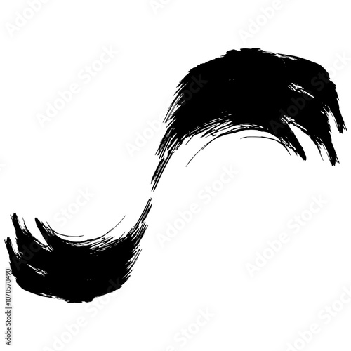 和風素材　筆で描かれたダイナミックな線のイラストセット　ベクター