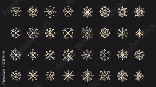 snowflakes icon, snow sign, snowflake template, winter snowflakes, snowflakes icons, winter icon, snowflake collection, vector illustration, EPS 10, snowflake design, cold weather, frozen patterns, wi