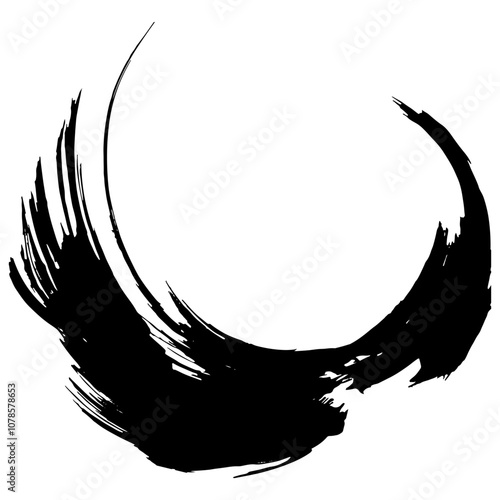 和風素材　筆で描かれたダイナミックな線のイラストセット　ベクター