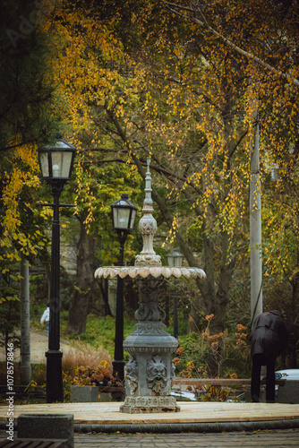 autumn in the city, fountain