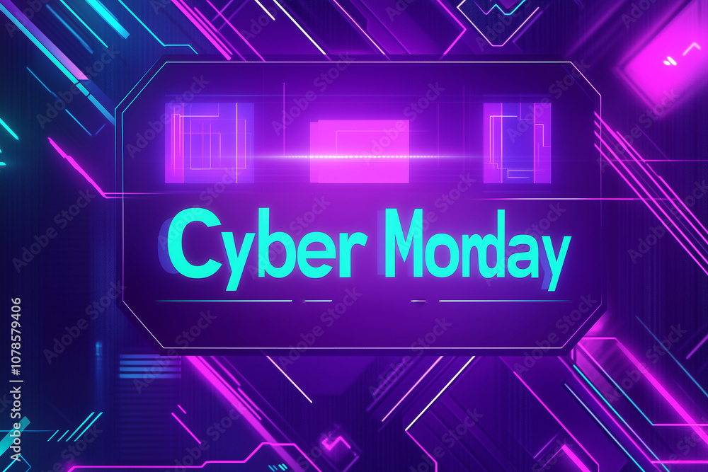 Bright neon 'Cyber Monday' sign perfect for online sales and digital marketing. Bright neon 'Cyber Monday' sign perfect for online sales and digital marketing.