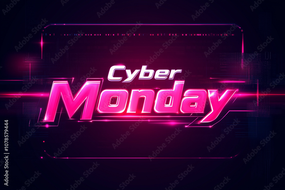Naklejka premium Bright neon 'Cyber Monday' sign perfect for online sales and digital marketing.