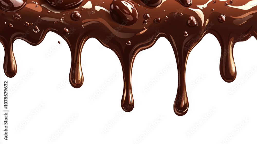 Melted Chocolate Dripping on White Background Melted Chocolate Dripping on White Background