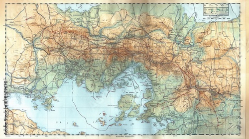 Detailed topographic map of the Balkan Peninsula and surrounding areas.