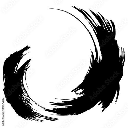 和風素材　筆で描かれたダイナミックな線のイラストセット　ベクター