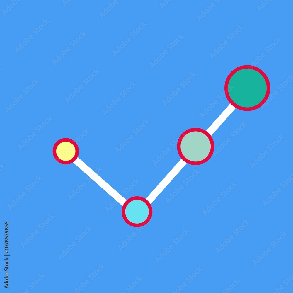 Minimalist line icon with rising trend line, representing growth, success or financial performance.full color Minimalist line icon with rising trend line, representing growth, success or financial performance.full color