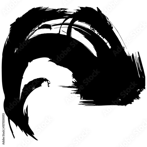 和風素材　筆で描かれたダイナミックな線のイラストセット　ベクター