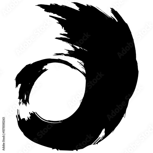 和風素材　筆で描かれたダイナミックな線のイラストセット　ベクター