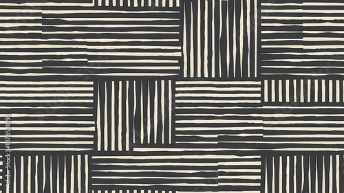 Monochrome Geometric Wrapping Paper with Rectangular Line Patterns - Modern Abstract Style