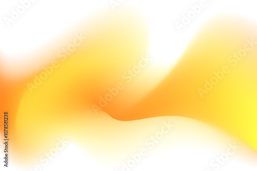 Abstract neon yellow wave form, blurred iridescent gradient texture, isolate design element. Fluid orange watercolor brushstroke blurry swirl shape. Aesthetic flowing lights decoration.