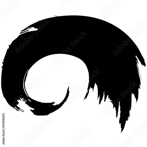 和風素材　筆で描かれたダイナミックな線のイラストセット　ベクター