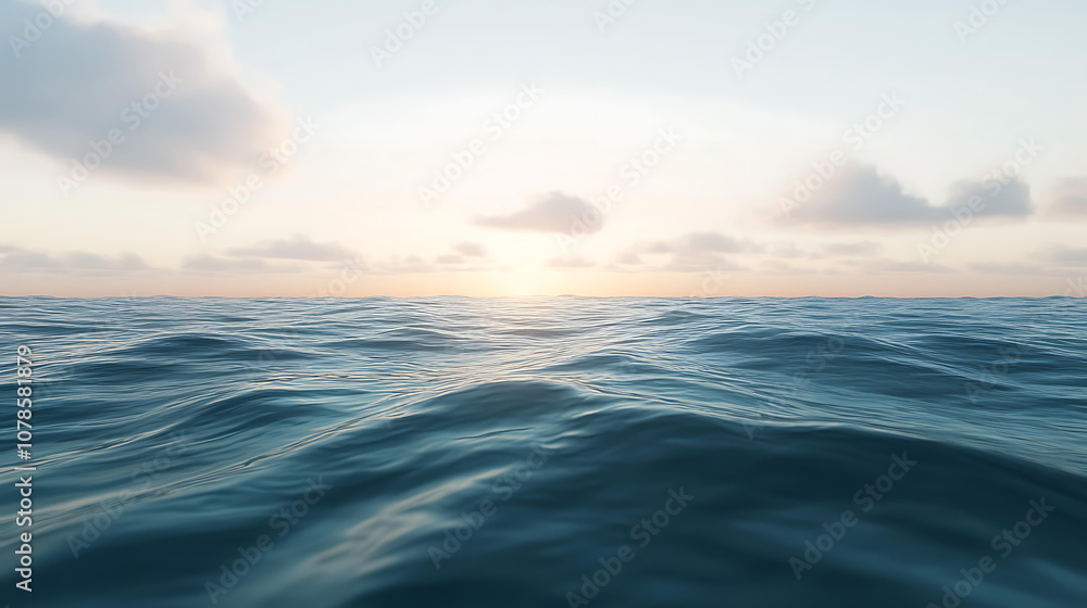 Calm Ocean at Horizon with Soft Pastel Sky Calm Ocean at Horizon with Soft Pastel Sky