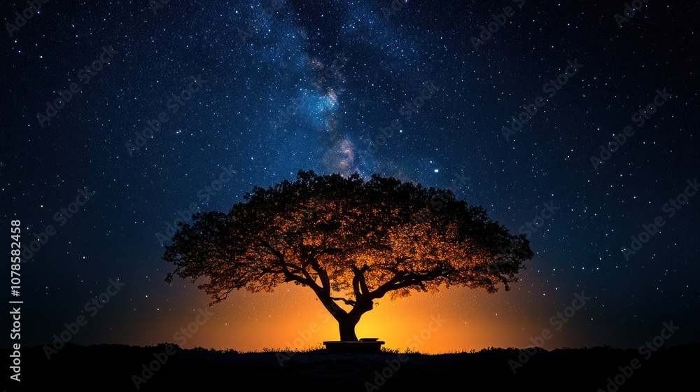 Silhouette of a tree against the Milky Way Silhouette of a tree against the Milky Way
