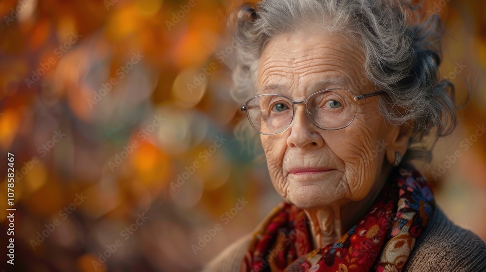 Against a backdrop of dynamic colors, a wise Asian elder's gentle eyes reflect the depth of her experiences and resilient spirit Against a backdrop of dynamic colors, a wise Asian elder's gentle eyes reflect the depth of her experiences and resilient spirit