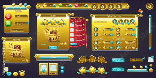 Vector set of graphic screens - menu buttons and icons