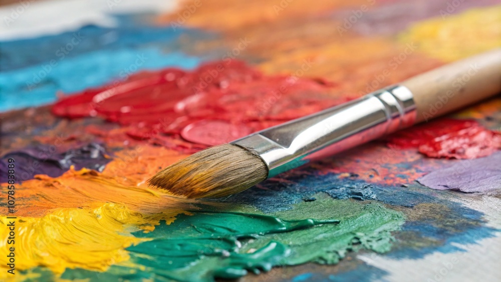 Obraz premium This is an abstract, colorful oil painting on canvas.