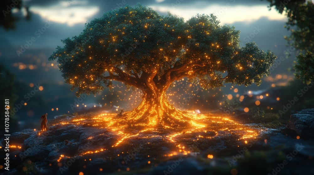 Glowing Tree in a Mystical Forest Glowing Tree in a Mystical Forest