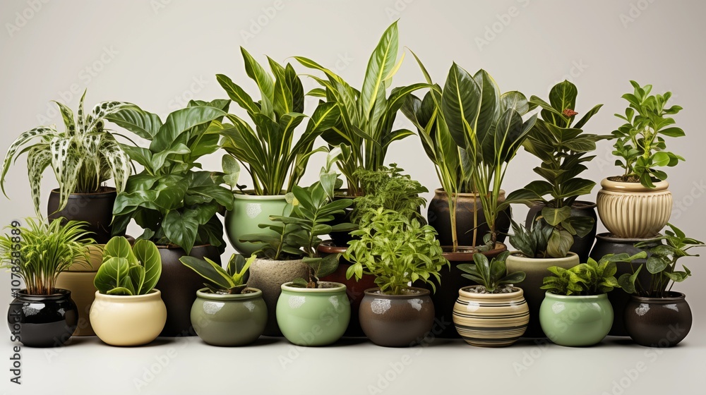 custom made wallpaper toronto digitalAssorted houseplants in ceramic pots on a transparent background, perfect for decor inspiration.