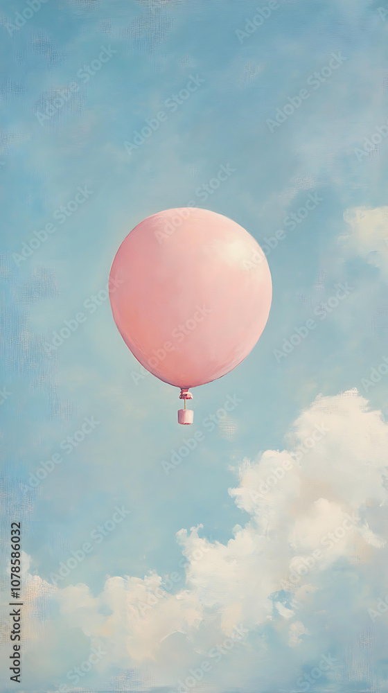 Obraz premium Soft Pink Balloon Against Clear Blue Sky