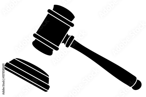 Justice Gavel Silhouette Icon Vector Illustration.