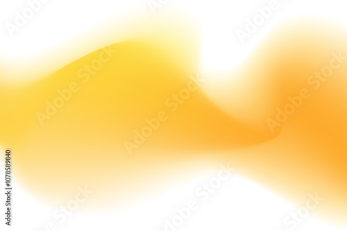 Abstract neon yellow wave form, blurred iridescent gradient texture, isolate design element. Fluid orange watercolor brushstroke blurry swirl shape. Aesthetic flowing lights decoration.