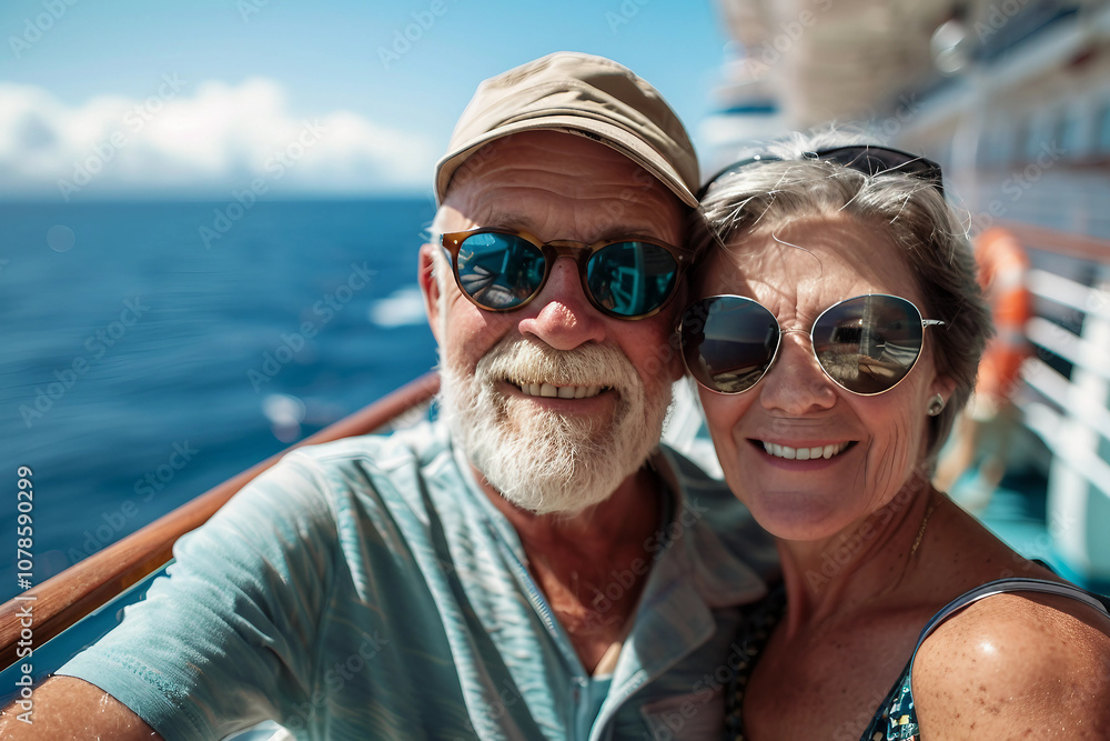 AI generated photo of beautiful happy loving couple enjoying romantic vacation cruise AI generated photo of beautiful happy loving couple enjoying romantic vacation cruise
