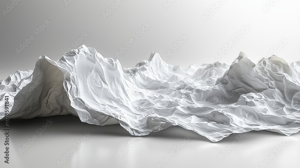 A stylized, abstract representation of mountainous terrain in white tones. A stylized, abstract representation of mountainous terrain in white tones.