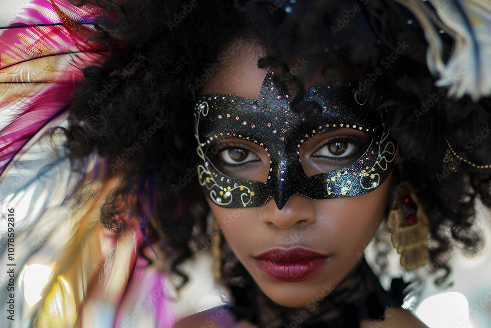 Generative AI Image of a Vibrant Carnival Mask with Glitter and Feathers Generative AI Image of a Vibrant Carnival Mask with Glitter and Feathers