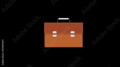 briefcase travel bag suitcase icon concept animation with alpha channel