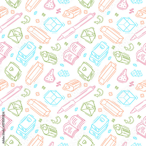 school supplies pattern, education seamless pattern, doodle school seamless pattern, hand drawn education pattern background, doodle school background