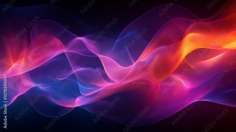 Abstract Wavy Lines with Neon Colors Abstract Wavy Lines with Neon Colors