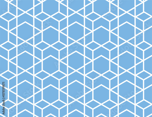 The geometric pattern with lines. Seamless vector background. White and blue texture. Graphic modern pattern. Simple lattice graphic design