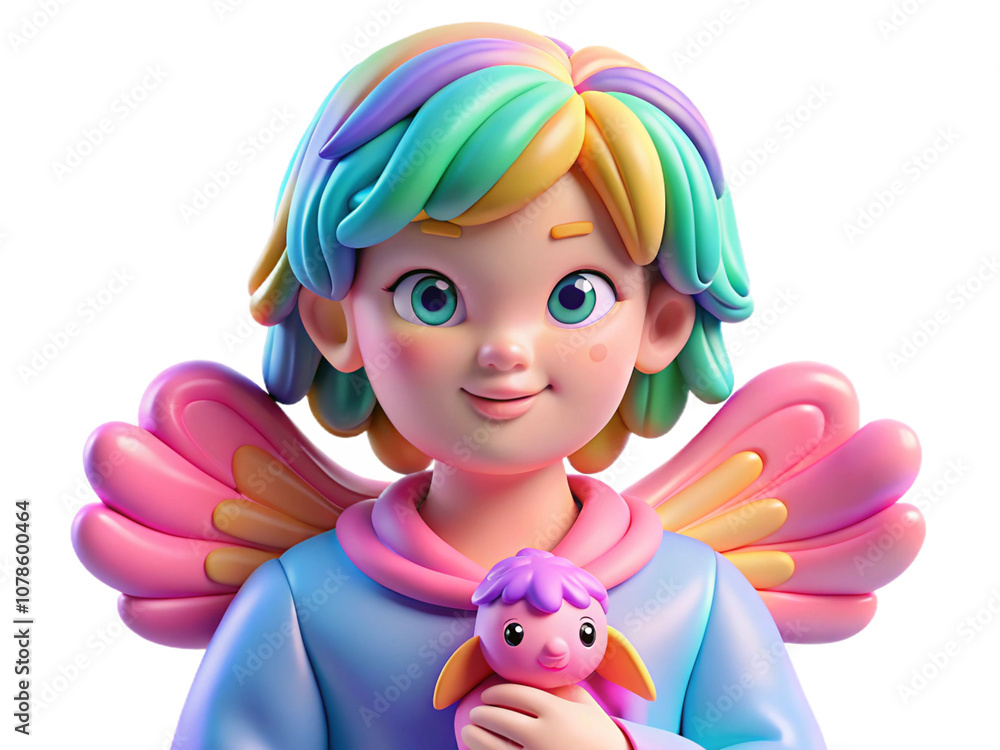 Fototapeta premium child angel colored hair