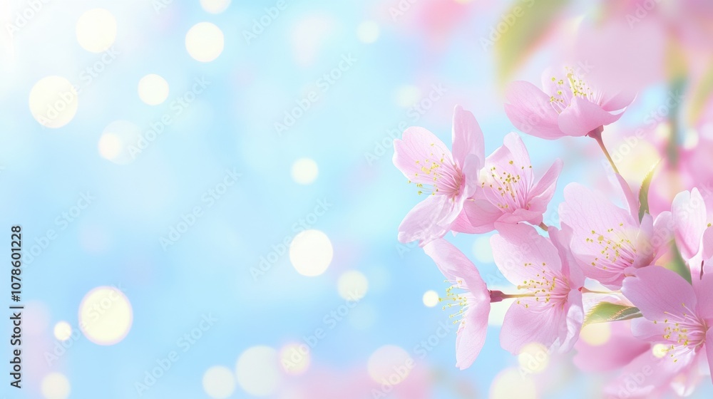 Cherry Blossom Branches Adorned With Light Pink Flowers Against a Soft Blue Background Create a Serene Atmosphere, Perfect for Springtime Enjoyment and Natural Beauty Appreciation Cherry Blossom Branches Adorned With Light Pink Flowers Against a Soft Blue Background Create a Serene Atmosphere, Perfect for Springtime Enjoyment and Natural Beauty Appreciation