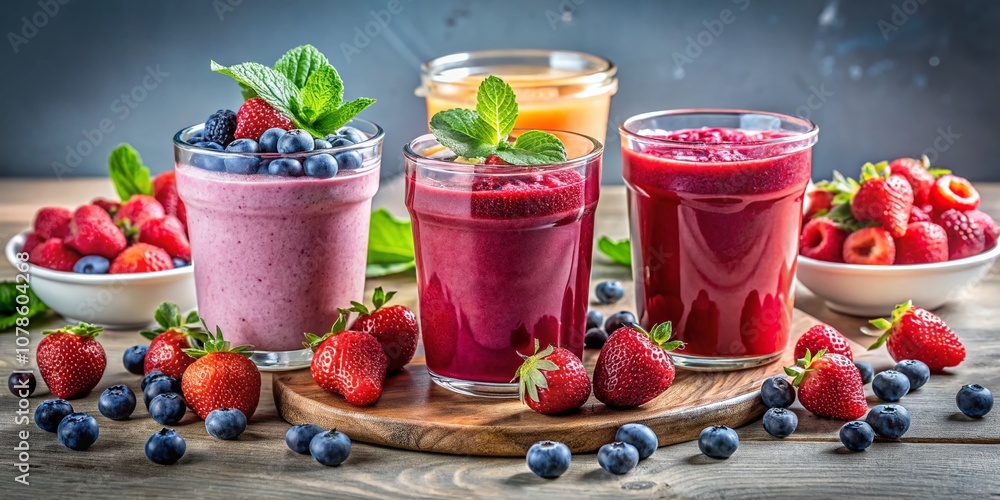 Stylish Berry Smoothie Drinks in Elegant Cups Surrounded by Fresh Fruits on a Clean Background for Trendy Fashion Photography and Lifestyle Inspiration Stylish Berry Smoothie Drinks in Elegant Cups Surrounded by Fresh Fruits on a Clean Background for Trendy Fashion Photography and Lifestyle Inspiration