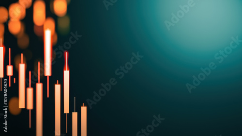 Elegant abstract background with soft candle chart and blurred lights, ideal for financial or business themes and modern designs.