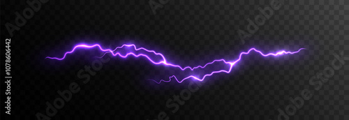 Vector lightning PNG. Thunderstorm lightning, bright flash of light png. Natural phenomenon.