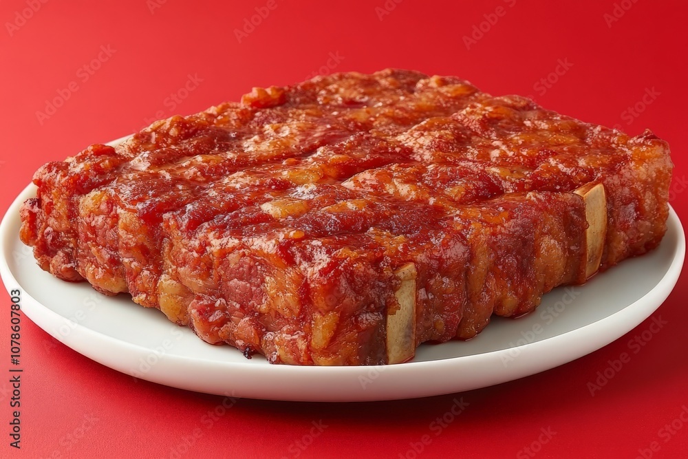Italian style lasagna with layers of rich tomato sauce pasta and melted cheese presented on a white plate with a bold red background for a hearty meal presentation Italian style lasagna with layers of rich tomato sauce pasta and melted cheese presented on a white plate with a bold red background for a hearty meal presentation