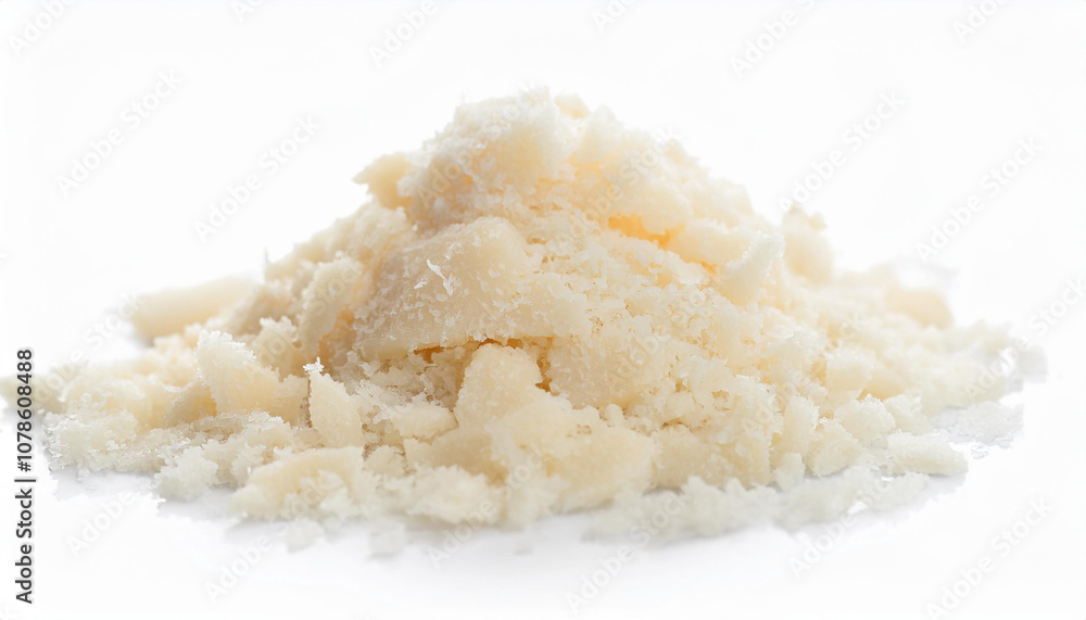 Heap of grated parmesan cheese isolated on white backdrop. Natural product. Heap of grated parmesan cheese isolated on white backdrop. Natural product.