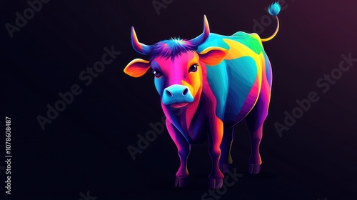 Vibrant Cow Illustration photo