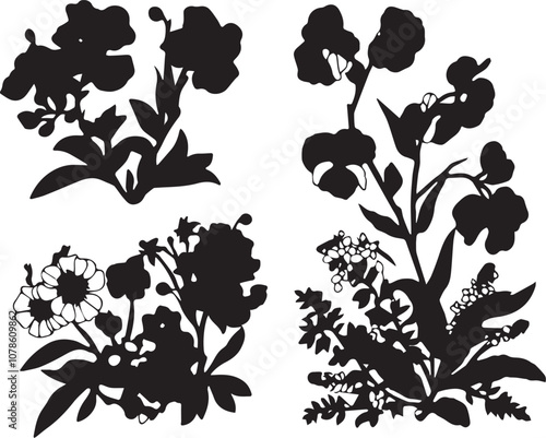 Set Flowers. Hand drawn vector illustration