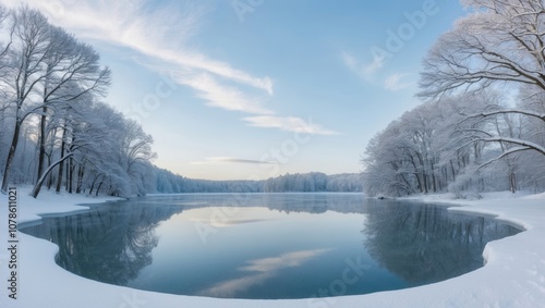 Serene Frozen Lake with Glassy Surface