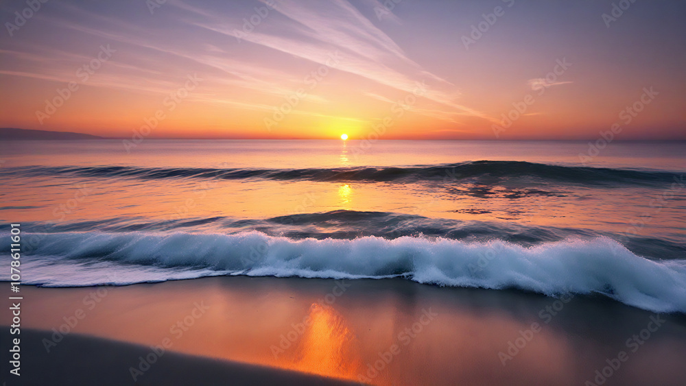sunset illuminating the ocean waves. sunset illuminating the ocean waves.