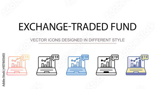 Exchange-Traded Fund icon design with white background stock illustration