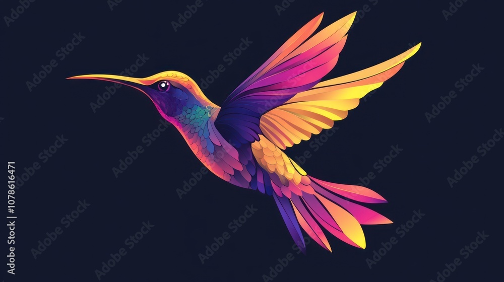 Fototapeta premium Hummingbird in Flight: A Digital Masterpiece