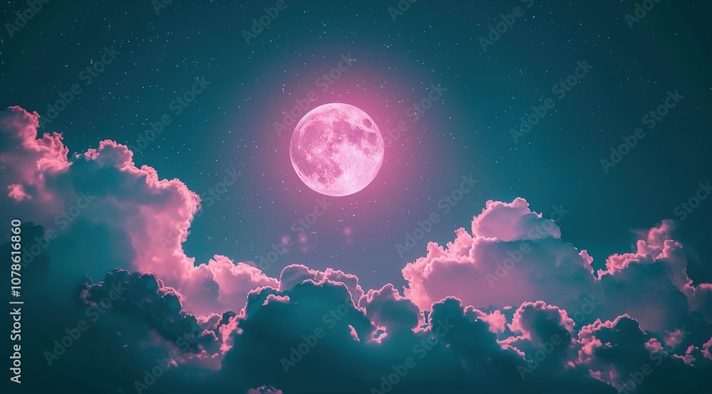 Naklejka premium abstract purple night sky with clouds background 