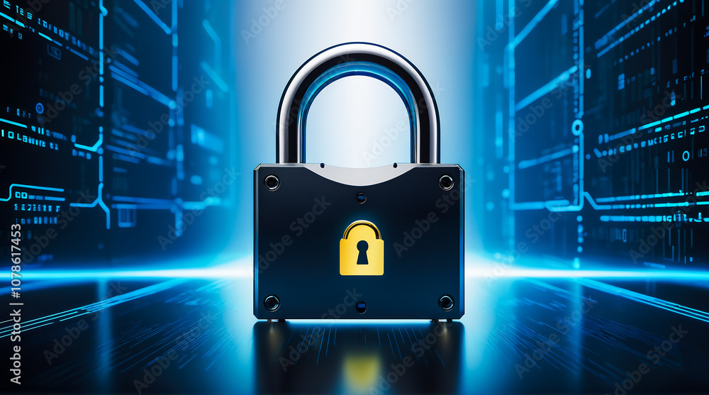 cyber security, abstract computer chip, technology background with a padlock, internet security and data protection cyber security, abstract computer chip, technology background with a padlock, internet security and data protection